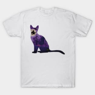 Minimalistic Paper Craft Digital Art - Halloween Witchy Cat T-Shirt